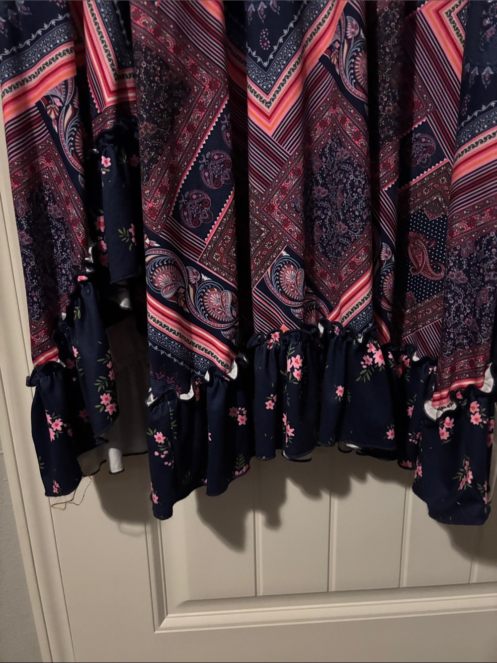 Women's Navy and Pink Maxi Dress with Geometric Print - Picture 3 of 5